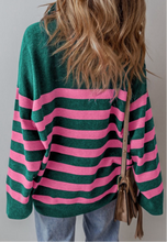 Load image into Gallery viewer, Green and Pink Striped Top
