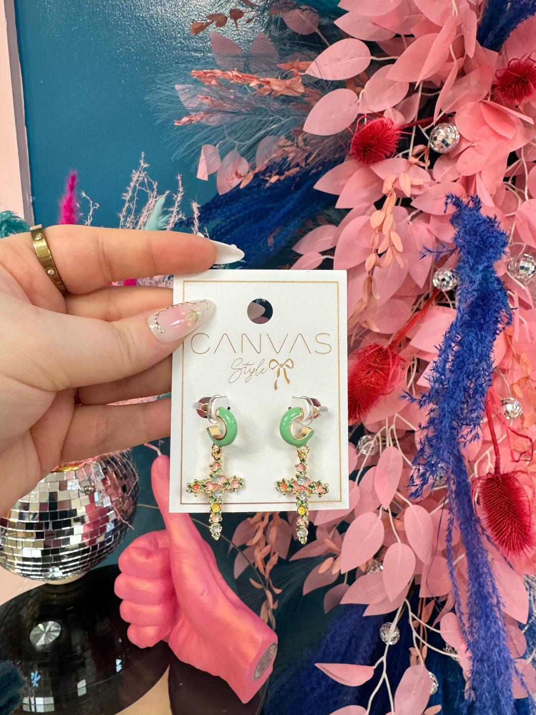Blossomed Cross Earrings