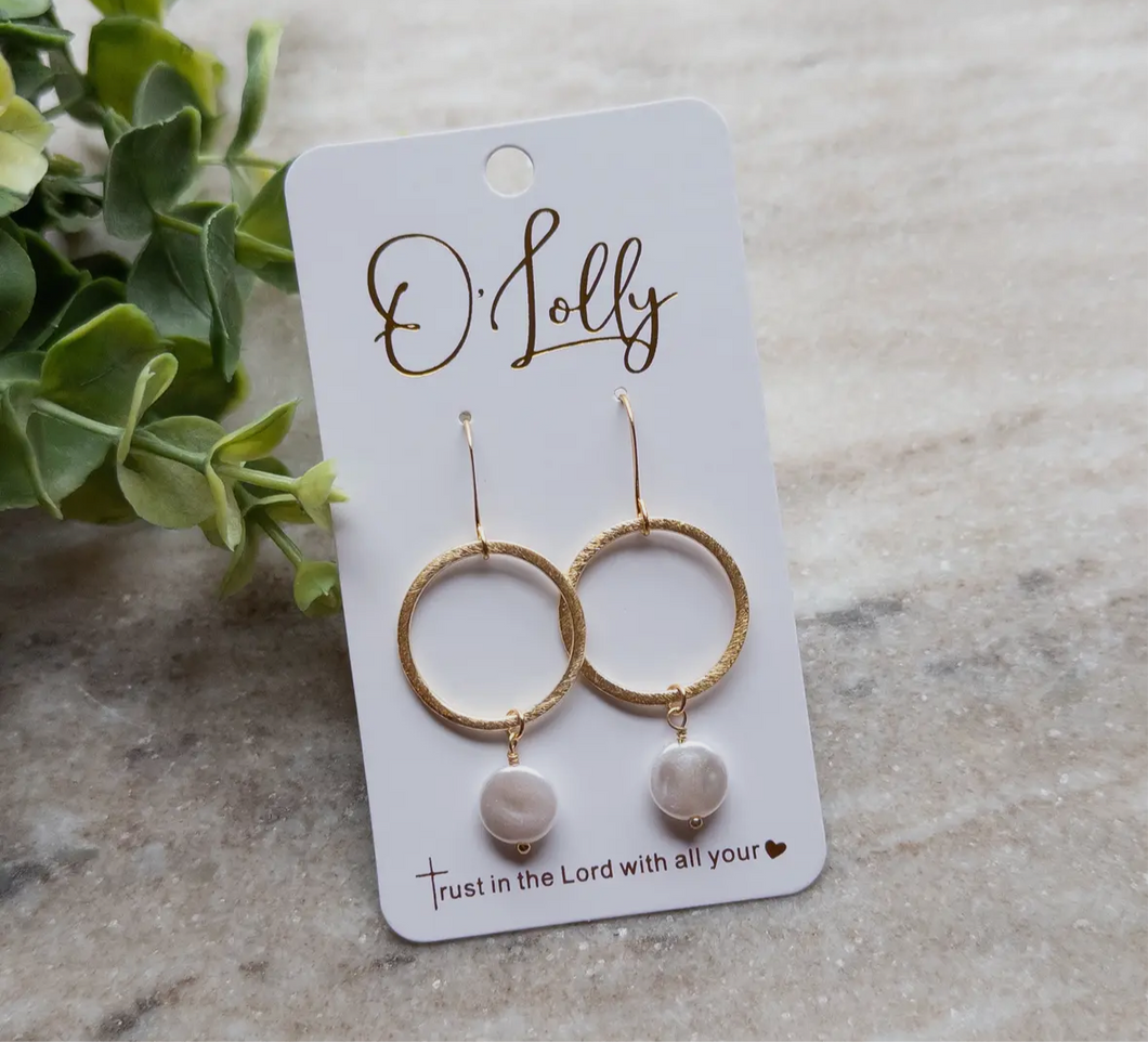 Marion Gold Hoop with Pearl Charm