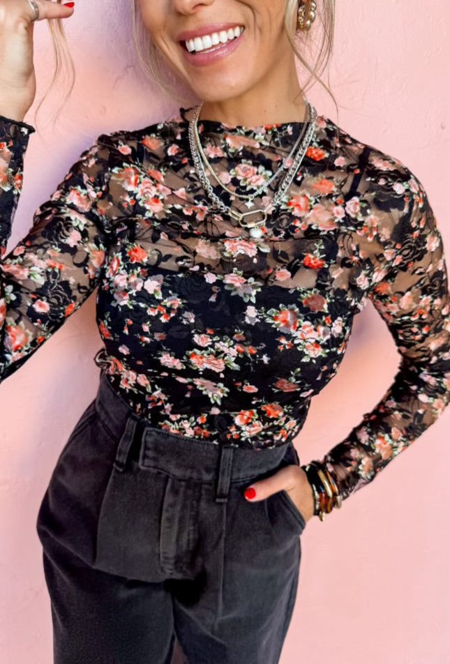 Floral Mesh Top