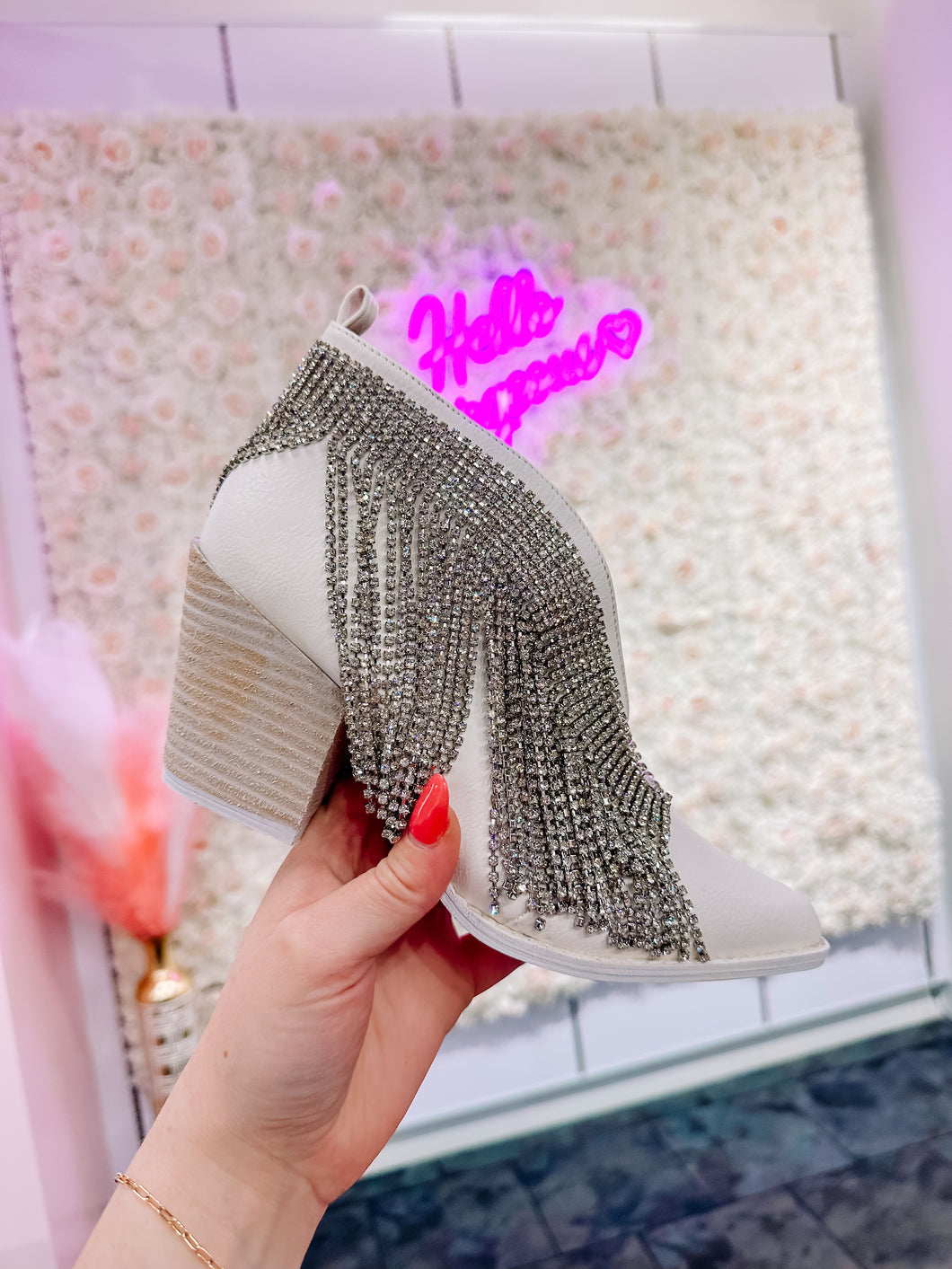 Kam Short Rhinestone Fringe Booties