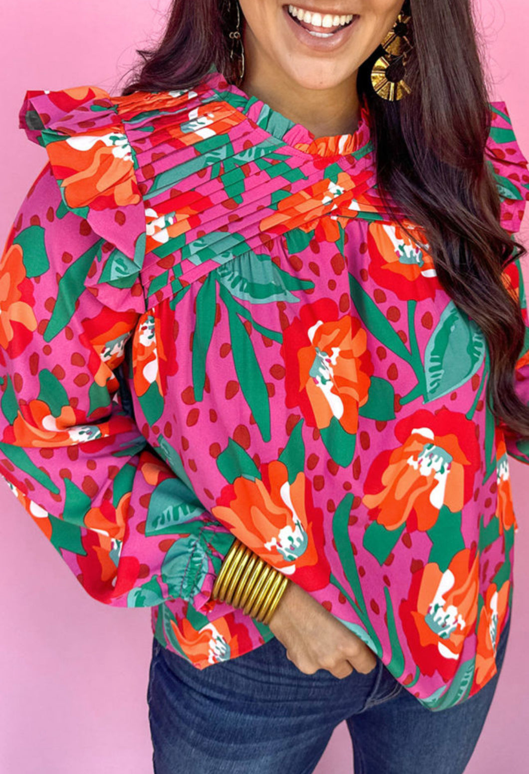 Plus Leopard Rose Top