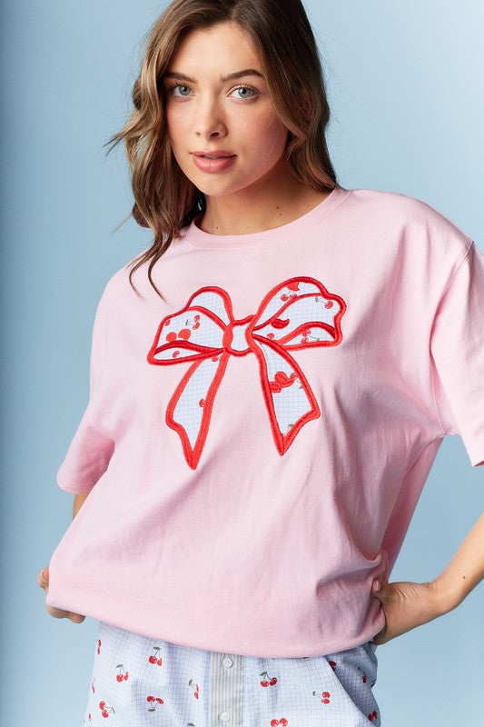Cherry Bow Appliqué Tee