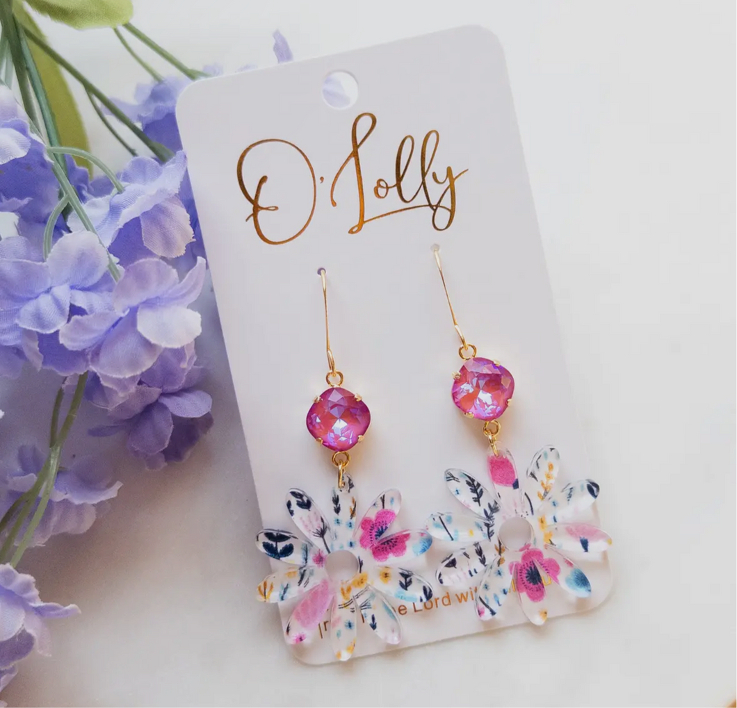 Peony Acrylic Flower Earrings