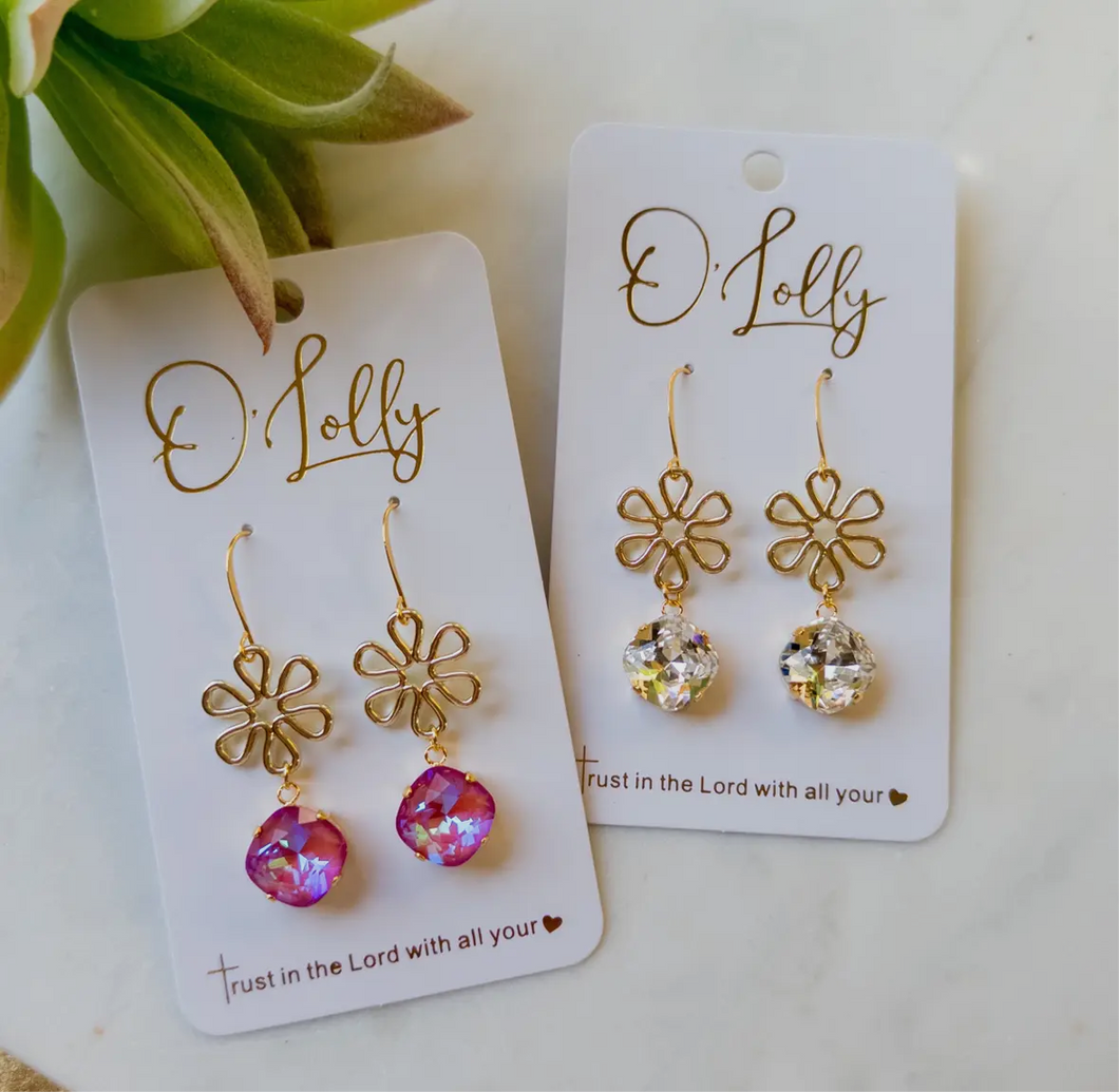 Camilla Flower and Stone Earrings
