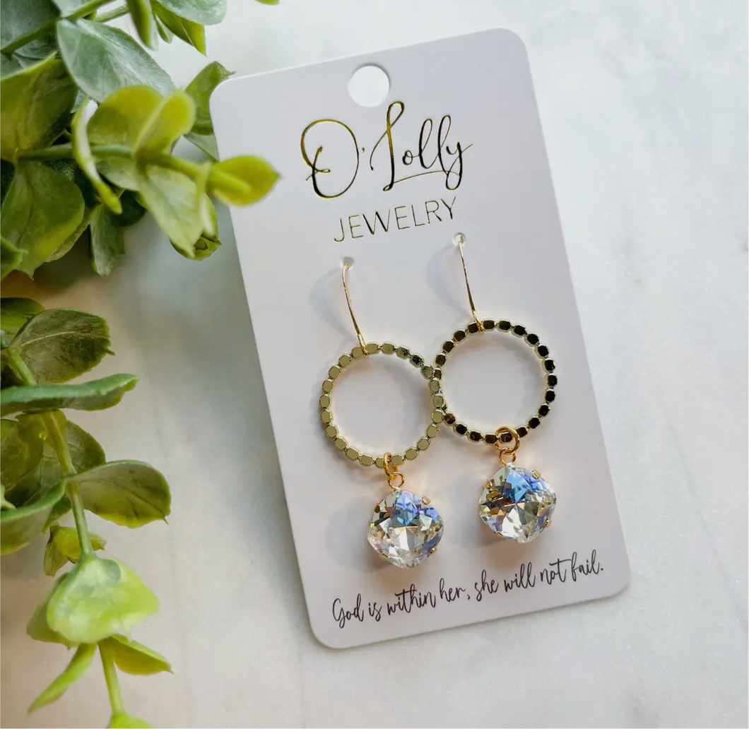 Parker Gold Hoop and Clear Stone Earrings