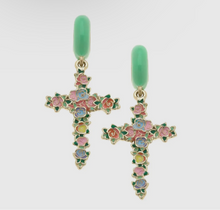 Load image into Gallery viewer, Blossomed Cross Earrings
