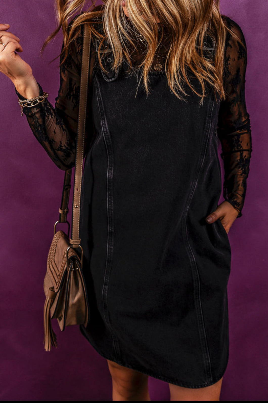 Betty Black Overall Dress