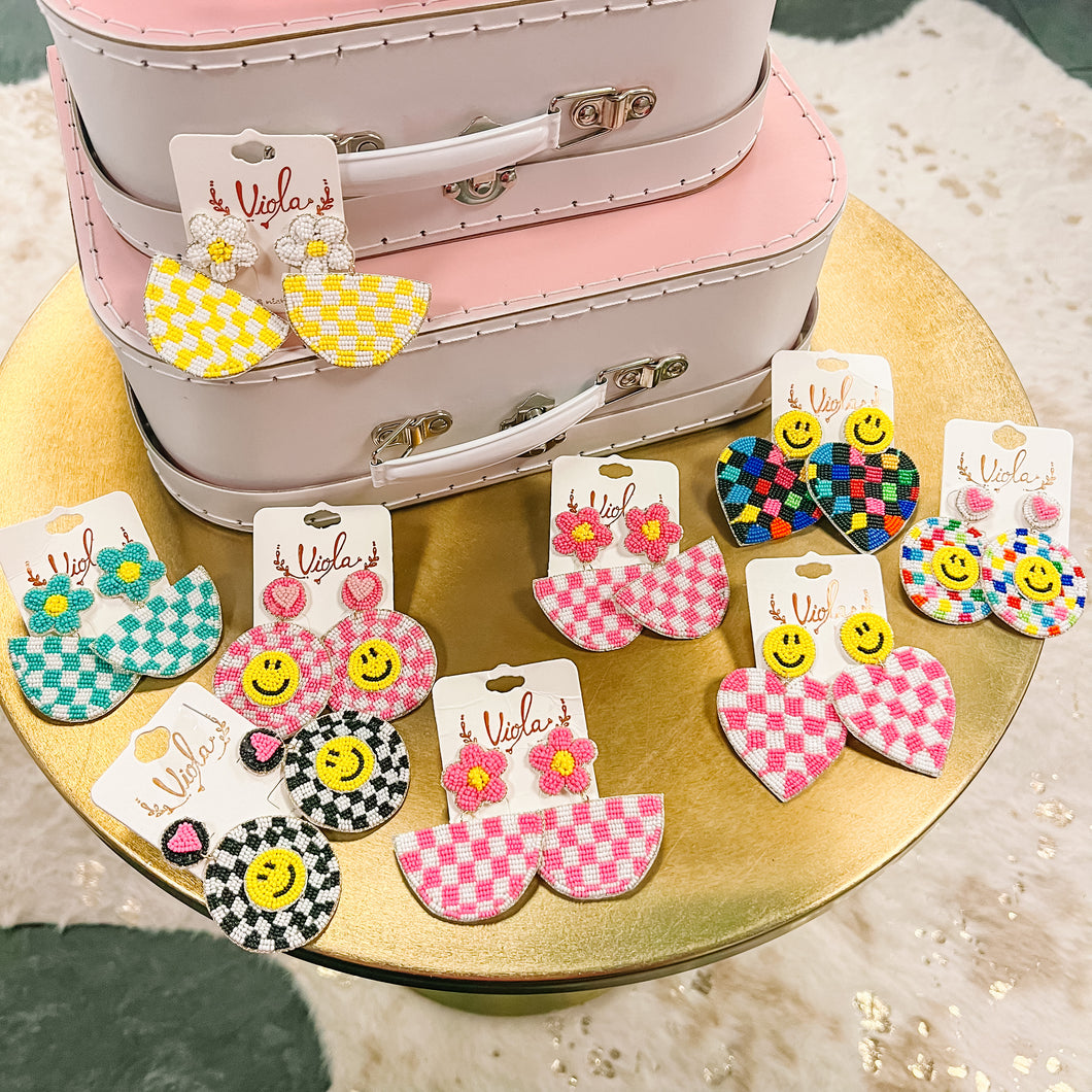 Retro Checkered Earrings